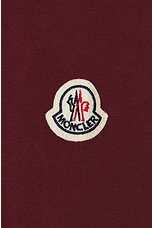 Moncler Short Sleeve Neck Logo T-shirt in Burgundy, view 3, click to view large image.