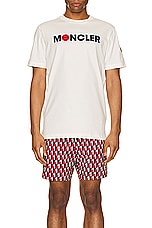 Moncler Short Sleeve Logo T-shirt in Silk White, view 4, click to view large image.