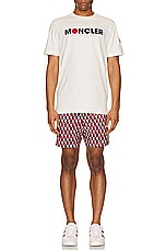 Moncler Short Sleeve Logo T-shirt in Silk White, view 5, click to view large image.