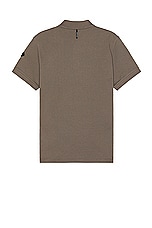 Moncler Short Sleeve Polo in Taupe Gray, view 2, click to view large image.