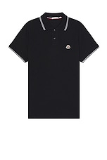 Moncler Short Sleeve Polo in Dark Navy, view 1, click to view large image.
