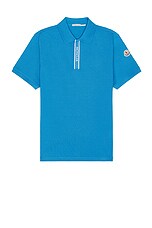 Moncler Short Sleeve Polo in Azure, view 1, click to view large image.