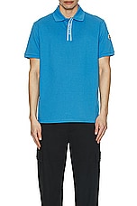 Moncler Short Sleeve Polo in Azure, view 4, click to view large image.