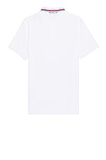 Moncler Short Sleeve Polo in White, view 2, click to view large image.