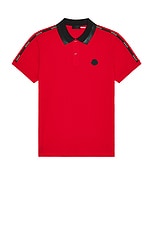 Moncler Matt Black Polo in Red, view 1, click to view large image.