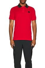 Moncler Matt Black Polo in Red, view 3, click to view large image.