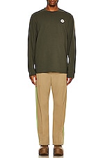 Moncler Long Sleeve T-Shirt in Olive, view 4, click to view large image.