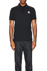 Moncler Short Sleeve Polo in Black, view 5, click to view large image.