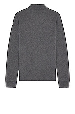 Moncler Long Sleeve Polo in Charcoal, view 2, click to view large image.