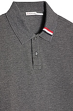 Moncler Long Sleeve Polo in Charcoal, view 3, click to view large image.