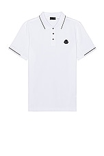Moncler Short Sleeve Polo in Brilliant White, view 1, click to view large image.