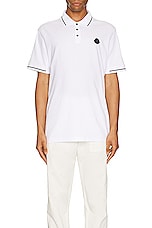 Moncler Short Sleeve Polo in Brilliant White, view 4, click to view large image.
