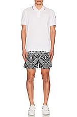 Moncler Swim Short in Black, view 5, click to view large image.