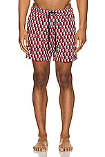 Moncler Swim Short in Red, view 4, click to view large image.