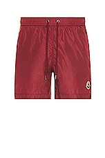Moncler Swim Short in Soft Burgundy, view 1, click to view large image.