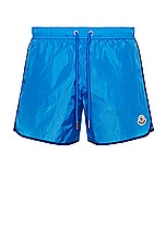 Moncler Swim Short in Electric Blue, view 1, click to view large image.