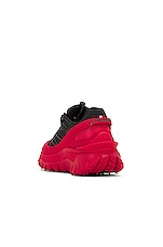 Moncler Trailgrip GTX Low Top Sneaker in Black & Red, view 3, click to view large image.