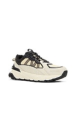 Moncler Lite Runner Low Top Sneakers in White & Black, view 2, click to view large image.