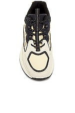 Moncler Lite Runner Low Top Sneakers in White & Black, view 4, click to view large image.