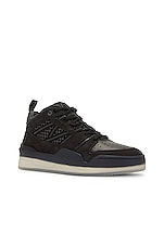 Moncler Pivot Mid High Top Sneakers in Black, view 2, click to view large image.