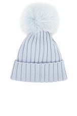 Moncler Puff Beanie in Blue, view 3, click to view large image.