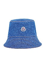 Moncler Bucket Hat in Blue, view 1, click to view large image.