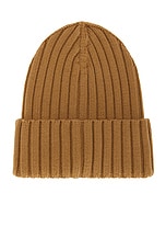 Moncler Foldover Beanie in Beige, view 2, click to view large image.