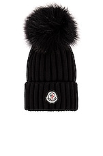 Moncler Berretto Tricot Beanie in Black, view 1, click to view large image.