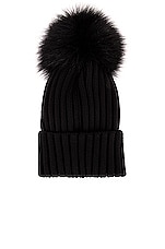 Moncler Berretto Tricot Beanie in Black, view 2, click to view large image.