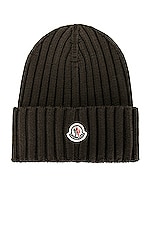 Moncler Beanie in Military Green, view 1, click to view large image.