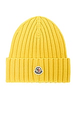 Moncler Beanie in Yellow, view 1, click to view large image.