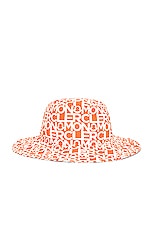 Moncler Logo Print Bucket Hat in Orange, view 3, click to view large image.