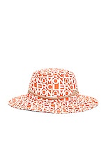 Moncler Logo Print Bucket Hat in Orange, view 4, click to view large image.
