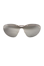 Moncler Metal Sunglasses in Silver, view 1, click to view large image.