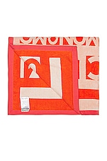 Moncler Logo Print Towel in Orange, view 2, click to view large image.