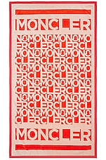 Moncler Logo Print Towel in Orange, view 3, click to view large image.