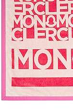 Moncler Logo Print Towel in Pink, view 4, click to view large image.