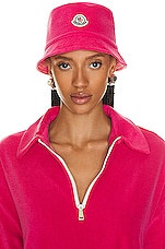 Moncler Terry Bucket Hat in Pink, view 2, click to view large image.