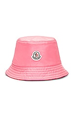 Moncler Terry Bucket Hat in Pink, view 4, click to view large image.