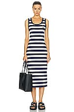 Moncler Stripe Dress in Navy & White, view 1, click to view large image.
