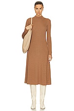 Moncler Long Sleeve Midi Dress in Camel, view 1, click to view large image.