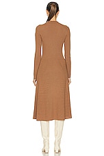 Moncler Long Sleeve Midi Dress in Camel, view 4, click to view large image.