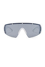 Moncler Shield Sunglasses in White, view 1, click to view large image.