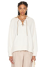 Moncler Laced Up Hoodie in White, view 1, click to view large image.