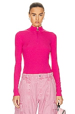 Moncler Zip Up Turtleneck Top in Fuchsia, view 1, click to view large image.