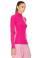 Moncler Zip Up Turtleneck Top in Fuchsia, view 2, click to view large image.