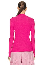 Moncler Zip Up Turtleneck Top in Fuchsia, view 3, click to view large image.