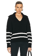 Moncler Long Sleeve Polo Sweater in Black, view 1, click to view large image.