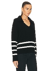 Moncler Long Sleeve Polo Sweater in Black, view 2, click to view large image.