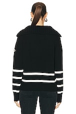 Moncler Long Sleeve Polo Sweater in Black, view 4, click to view large image.